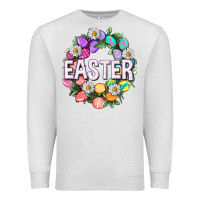 Oatmeal Heather Easter with eggs and daisy Easter Day Premium Sweatshirt - HowdyJamesFarm