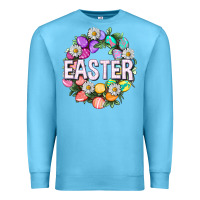 Ocean Blue Easter with eggs and daisy Easter Day Premium Sweatshirt - HowdyJamesFarm