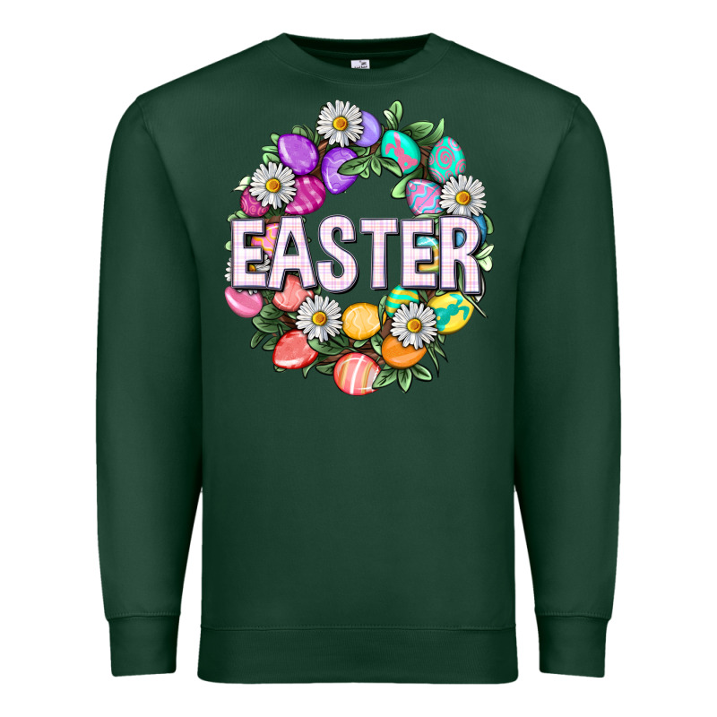 Easter With Eggs And Daisy Easter Day Premium Sweatshirt by HowdyJamesFarm | Teevron