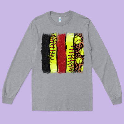 Softball Brushstroke Long Sleeve Tee Designed By Nancycooperartshop