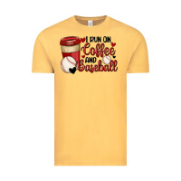 Vintage Mustard i run on coffee and baseball Vintage Tee - MaliasSmallBusiness