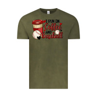 Vintage Olive i run on coffee and baseball Vintage Tee - MaliasSmallBusiness