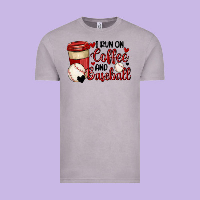 I Run On Coffee And Baseball Vintage Tee Designed By Maliassmallbusiness