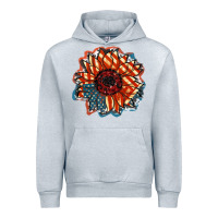 Heather Grey American Flag sunflower 4th of july Urban Hoodie - FaDigitalArtStudio
