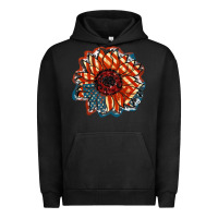Pigment Black American Flag sunflower 4th of july Urban Hoodie - FaDigitalArtStudio