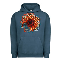 Pigment Midnight Navy American Flag sunflower 4th of july Urban Hoodie - FaDigitalArtStudio