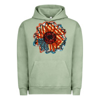 Pigment Oil Green American Flag sunflower 4th of july Urban Hoodie - FaDigitalArtStudio