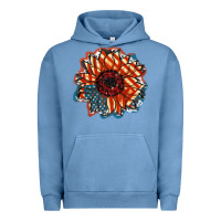 Pigment Pebble Blue American Flag sunflower 4th of july Urban Hoodie - FaDigitalArtStudio