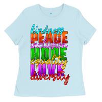 Baby Blue kindness peace inclusion hope equality love diversity Ladies Tee - HRA Design Shop