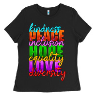Black kindness peace inclusion hope equality love diversity Ladies Tee - HRA Design Shop