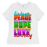 White kindness peace inclusion hope equality love diversity Ladies Tee - HRA Design Shop