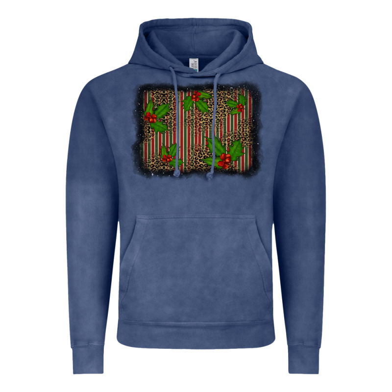 Christmas Plaid Leopard Mistletoe Background Vintage Hoodie by BarkalooDesign | Teevron