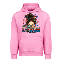 Fuchsia Pink american babe messy bun Urban Hoodie - FaDigitalArtStudio
