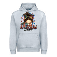 Heather Grey american babe messy bun Urban Hoodie - FaDigitalArtStudio