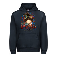 Navy american babe messy bun Urban Hoodie - FaDigitalArtStudio