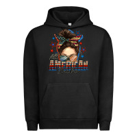 Pigment Black american babe messy bun Urban Hoodie - FaDigitalArtStudio