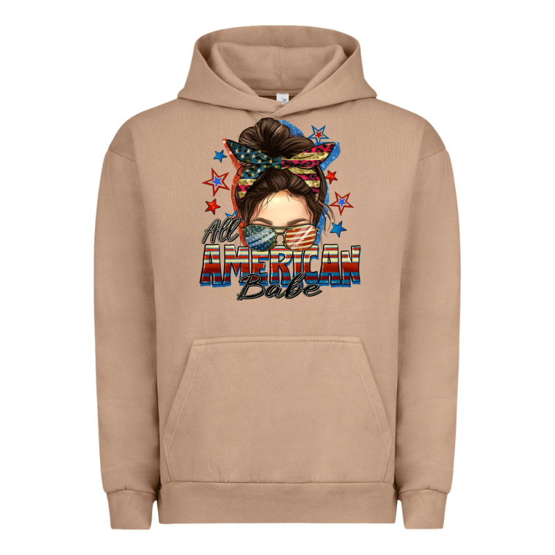 American Babe Messy Bun Urban Hoodie by FaDigitalArtStudio | Teevron