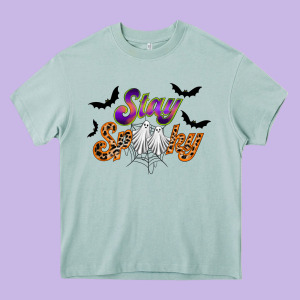 Stay Spooky Heavy Core Tee Designed By Racoondesign