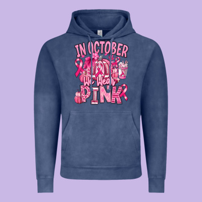 In October We Wear Pink American Football Vintage Hoodie Designed By Ranaportraitstore