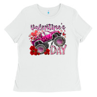 White valentines day monster truck Ladies Tee - RacoonDesign