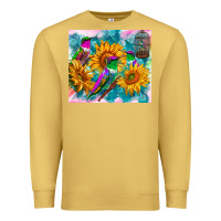 Antique Gold hummingbirds sunflower Premium Sweatshirt - TumblerDesignByShophia