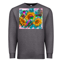 Charcoal Heather hummingbirds sunflower Premium Sweatshirt - TumblerDesignByShophia