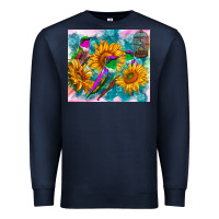 Navy hummingbirds sunflower Premium Sweatshirt - TumblerDesignByShophia