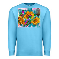 Ocean Blue hummingbirds sunflower Premium Sweatshirt - TumblerDesignByShophia