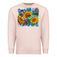 Pale Pink hummingbirds sunflower Premium Sweatshirt - TumblerDesignByShophia