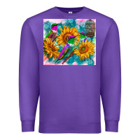 Purple hummingbirds sunflower Premium Sweatshirt - TumblerDesignByShophia