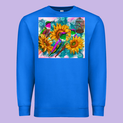 Hummingbirds Sunflower Premium Sweatshirt Designed By Tumblerdesignbyshophia