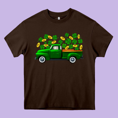 St Patricks Shamrock Gold Truck Heavy Core Tee Designed By Fadigitalartstudio