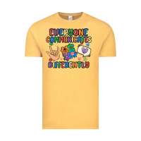 Vintage Mustard everyone communicates differently Vintage Tee - MaliasSmallBusiness