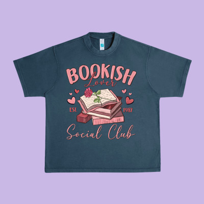 Bookish Lover Social Club Urban Heavy Tee Designed By Maliassmallbusiness
