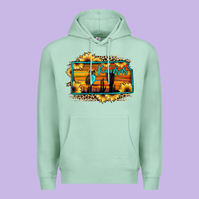 Kansas Owl Sunset Sunflower Map Premium Hoodie Designed By Jahusdesignshop