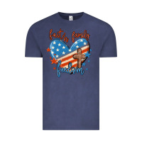 Vintage Denim faith family freedom Vintage Tee - MaliasSmallBusiness
