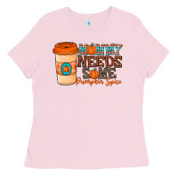 Bubblegum Pink mommy needs some pumpkin spice Ladies Tee - CowhideDigitalArt