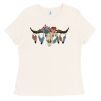 Bone Texas Longhorn Bull Skull Ladies Tee - JahusDesignShop