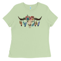 Matcha Texas Longhorn Bull Skull Ladies Tee - JahusDesignShop