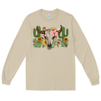 Mushroom bull skull with cactus Long Sleeve Tee - MaliasSmallBusiness