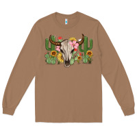 Toasted Coconut bull skull with cactus Long Sleeve Tee - MaliasSmallBusiness