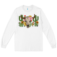 White bull skull with cactus Long Sleeve Tee - MaliasSmallBusiness