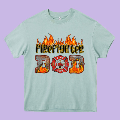 Firefighter Dad Heavy Core Tee Designed By Hra Design Shop
