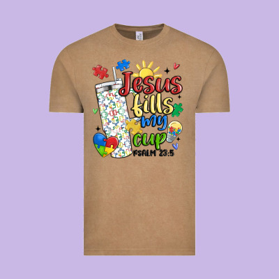 Autism Jesus Fills My Cup Vintage Tee Designed By Maliassmallbusiness