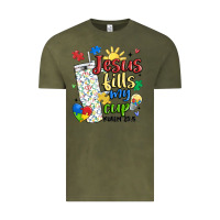Vintage Olive autism jesus fills my cup Vintage Tee - MaliasSmallBusiness