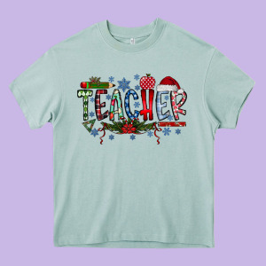 Teacher Christmas Heavy Core Tee Designed By Racoondesign