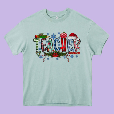 Teacher Christmas Heavy Core Tee Designed By Racoondesign