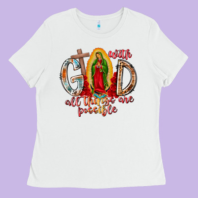With God All Things Are Possible Ladies Tee Designed By Racoondesign