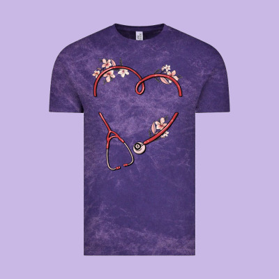 Custom Heart Stethoscope Vintage Tee Designed By Maliassmallbusiness