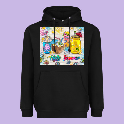 Hello Summer Coffee Cups Heavyweight Hoodie Designed By Tumblerdesignbyshophia